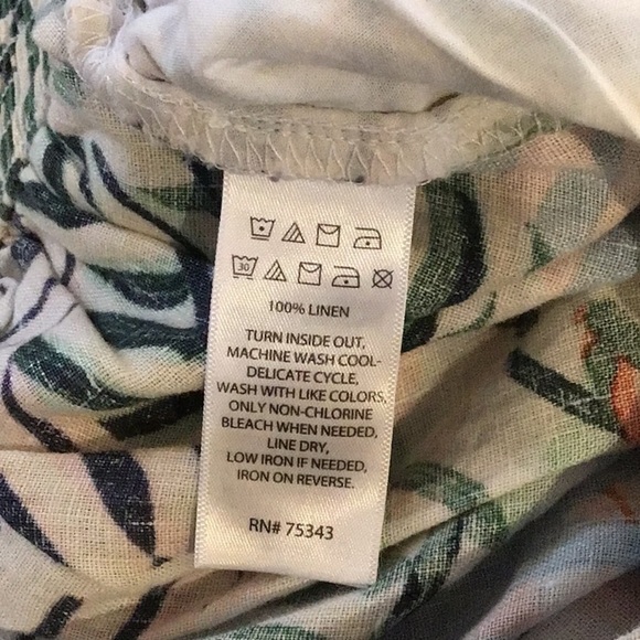 Tahari 100% linen tropical print flat front slash pocket cropped pants Sz 1X NWT - Picture 5 of 5